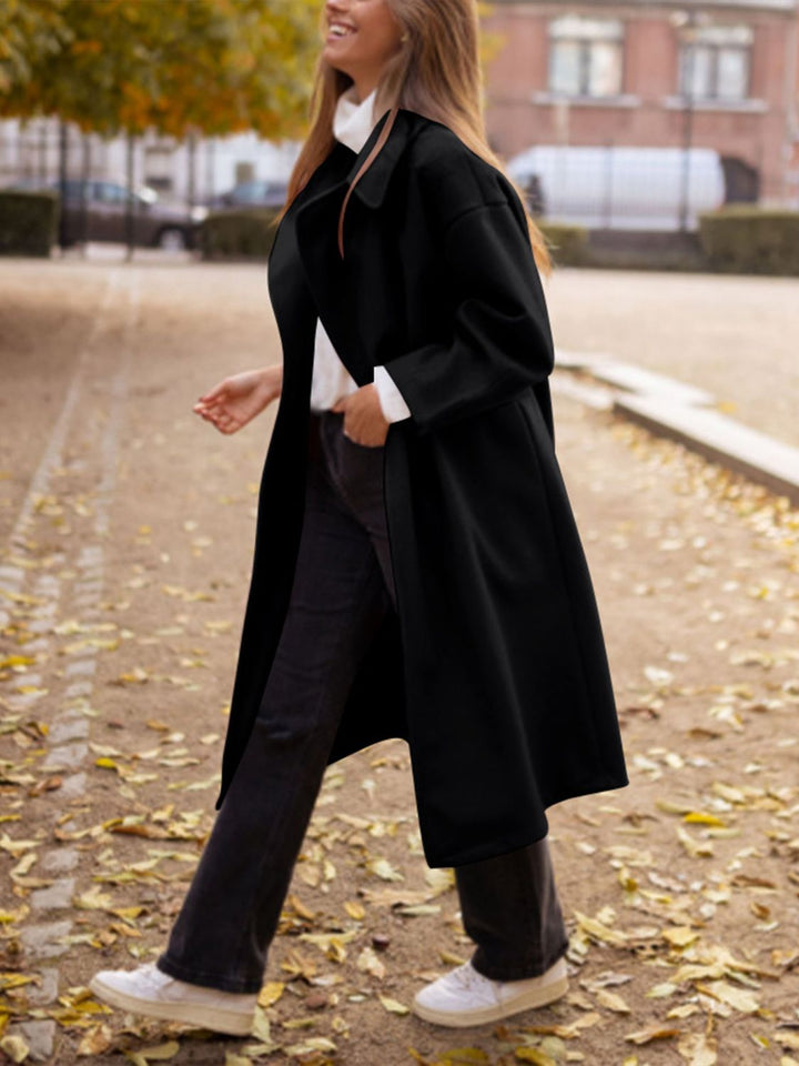 EJC Pocketed Collared Neck Long Sleeve Coat