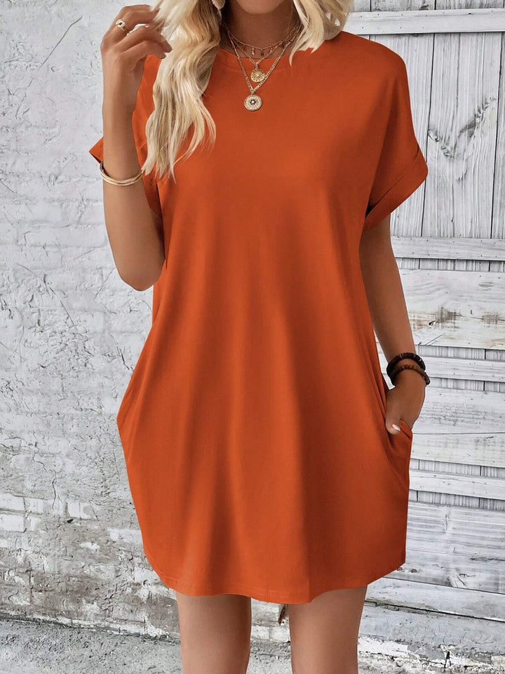 EJC Round Neck Short Sleeve Mini Dress