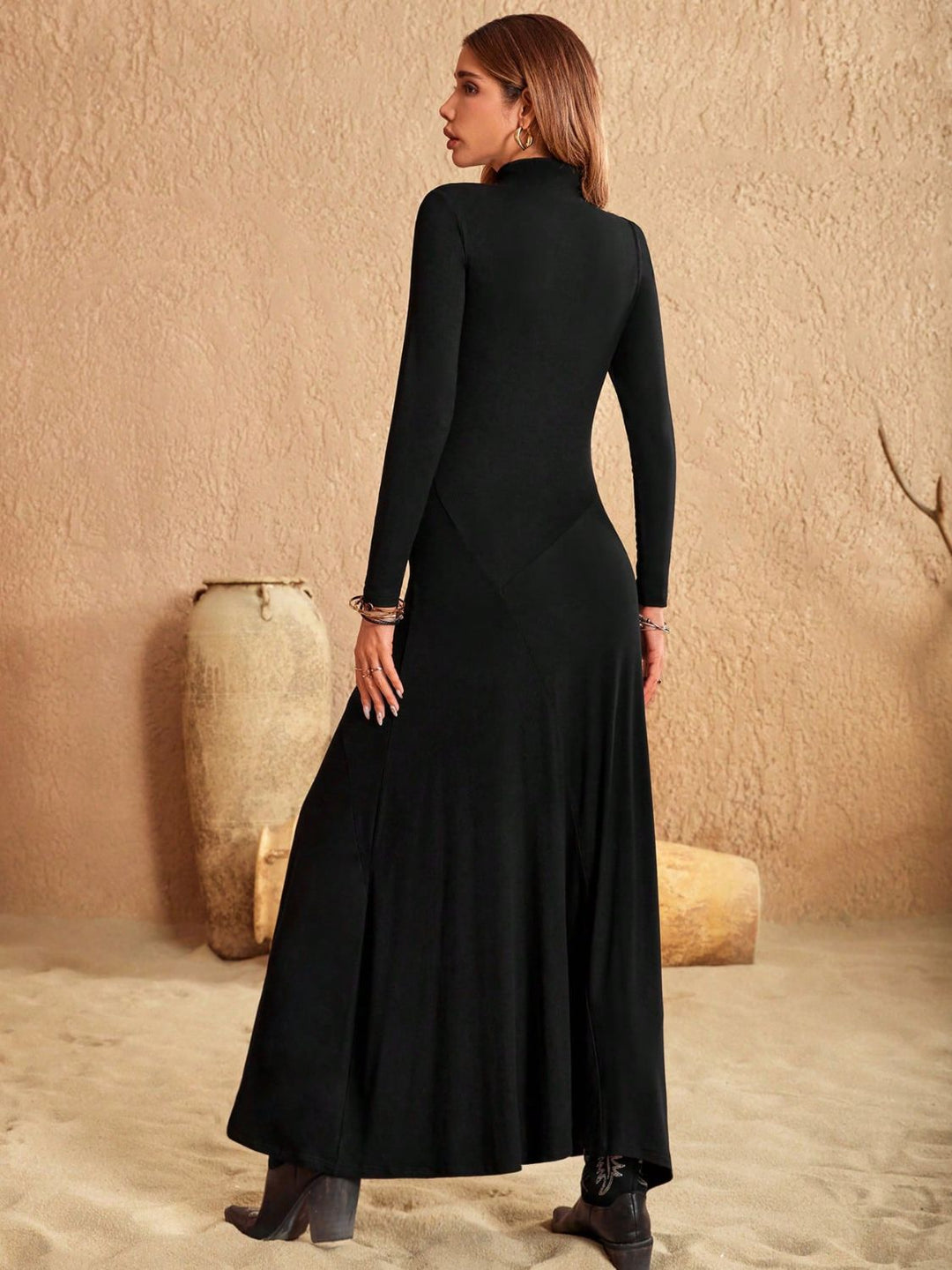 EJC Turtleneck Long Sleeve Maxi Dress