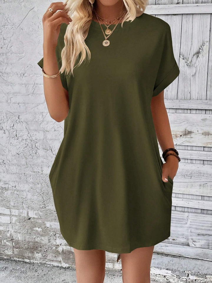 EJC Round Neck Short Sleeve Mini Dress