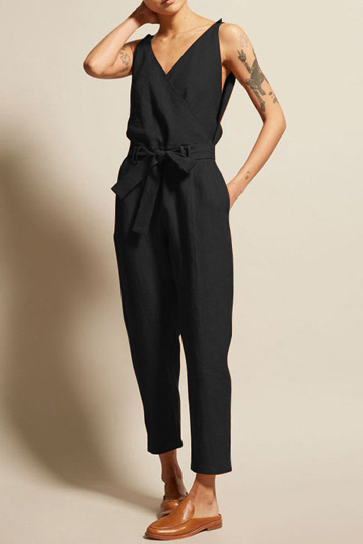 EJC Surplice Sleeveless Jumpsuit