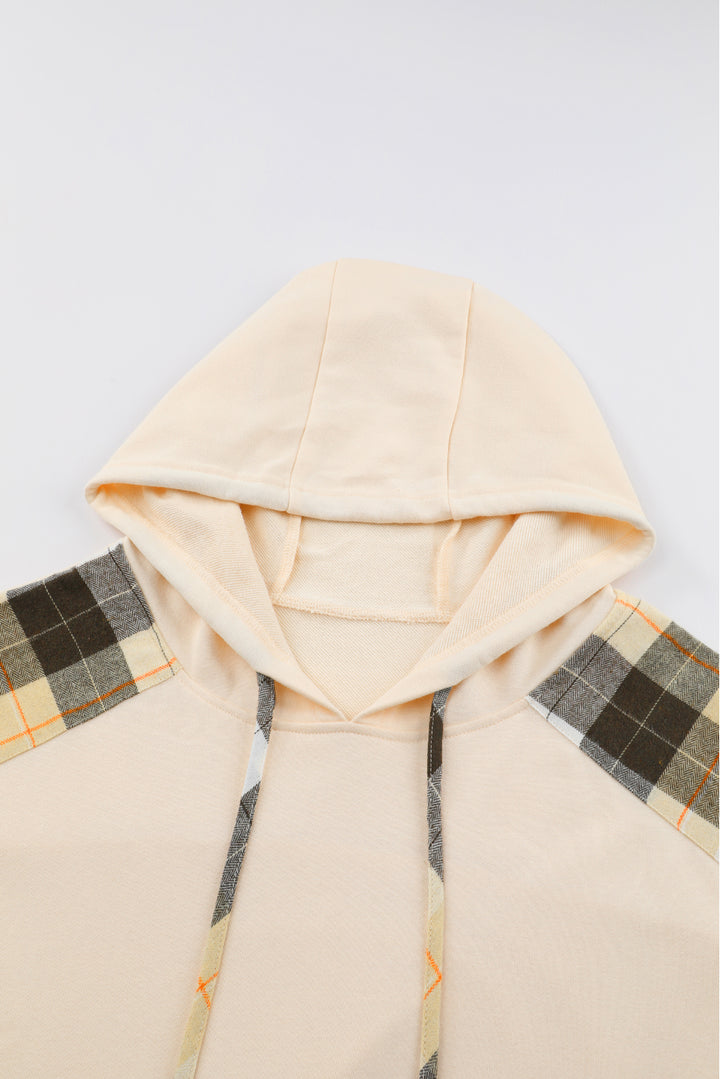 EJC Drawstring Plaid Long Sleeve Hoodie