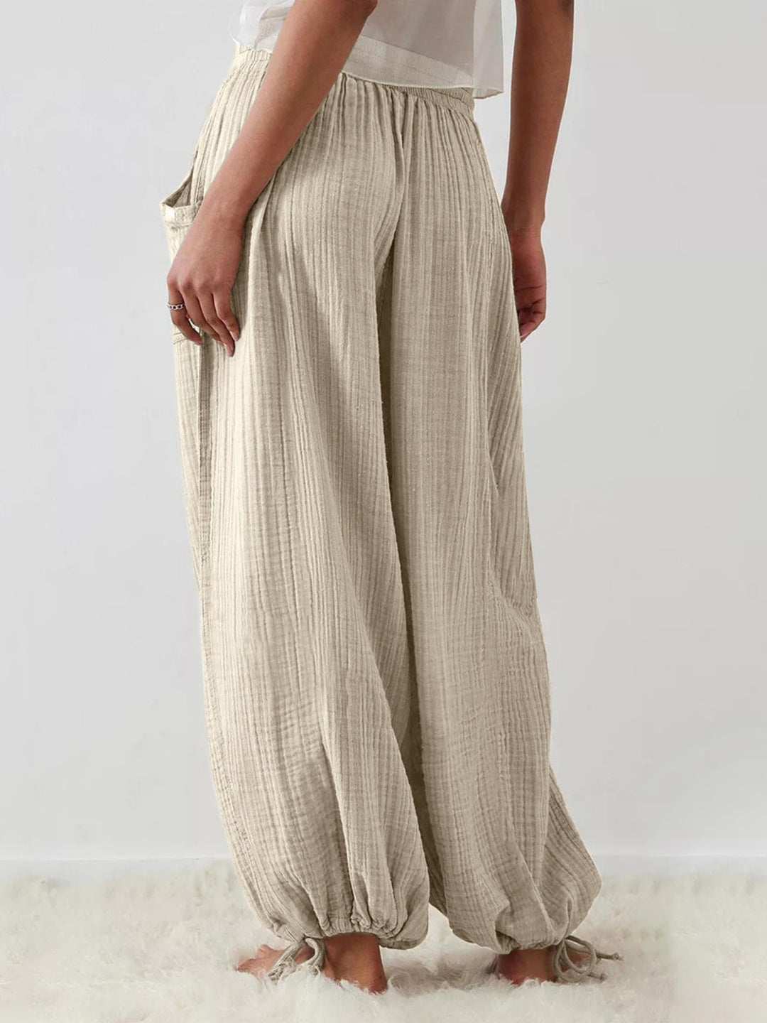 EJC Textured Tied Pants with Pockets