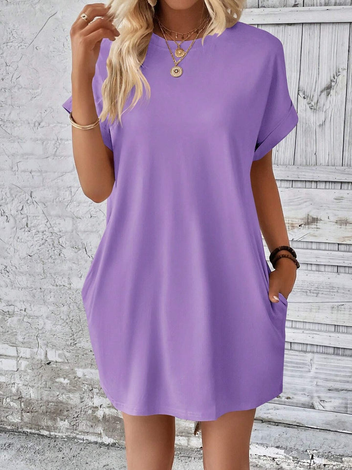 EJC Round Neck Short Sleeve Mini Dress