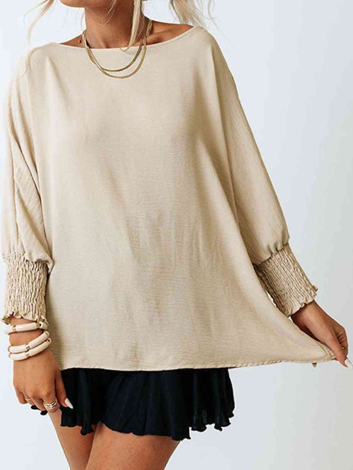 EJC Boat Neck Three-Quarter Sleeve Blouse