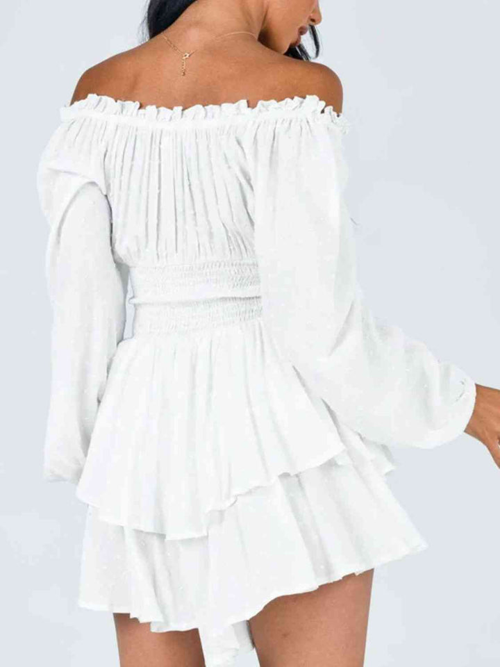 EJC Shoulder Smocked Waist Romper