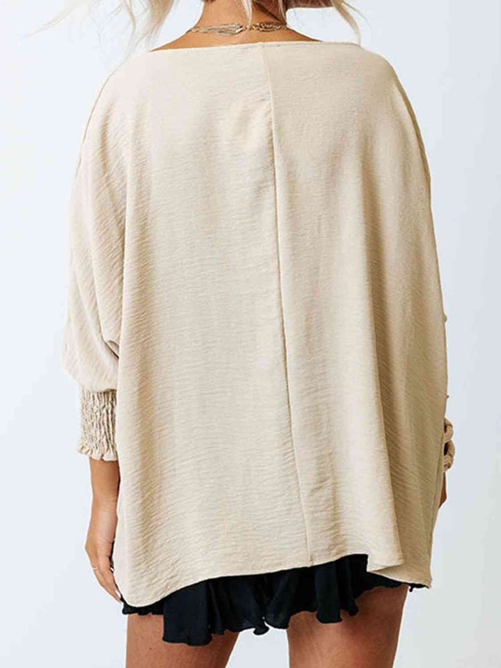 EJC Boat Neck Three-Quarter Sleeve Blouse