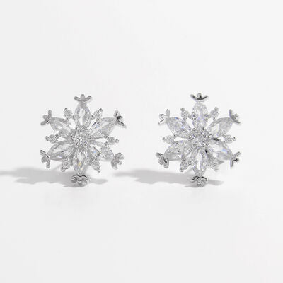 EJC 925 Sterling Silver Zircon Snowflake Earrings