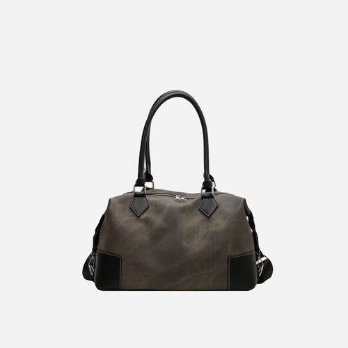 EJC Contrast PU Leather Shoulder Bag