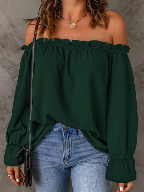 EJC Off-Shoulder Flounce Sleeve Blouse