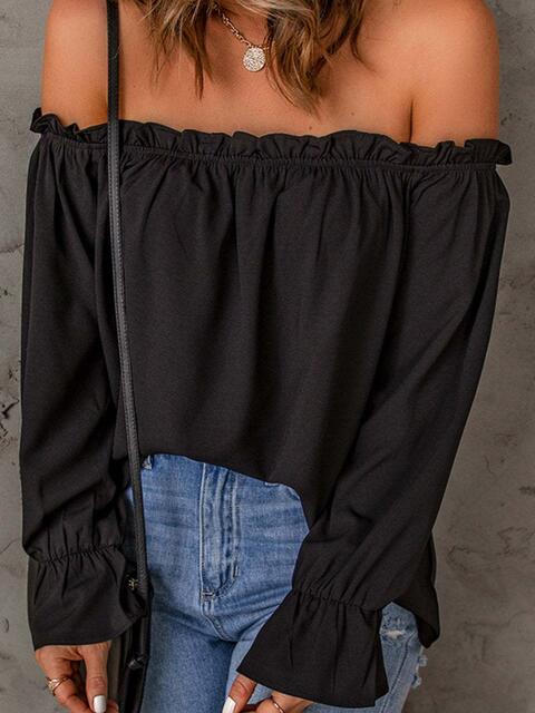 EJC Off-Shoulder Flounce Sleeve Blouse