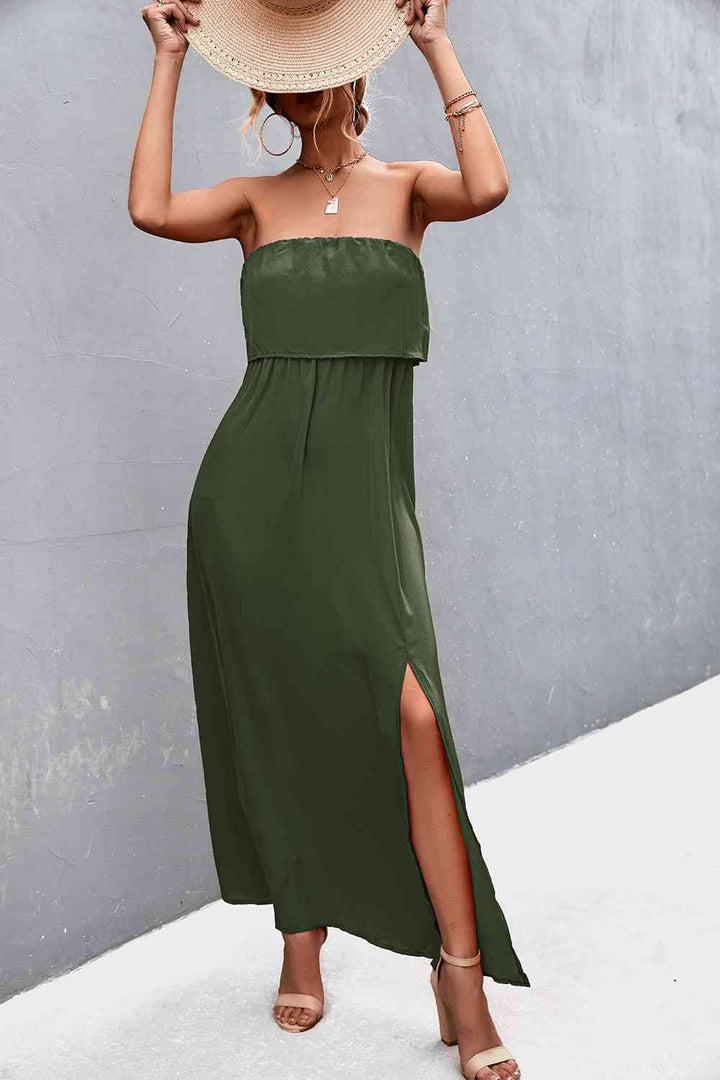 EJC Strapless Split Maxi Dress