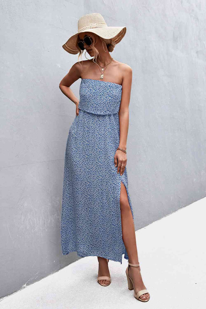 EJC Strapless Split Maxi Dress