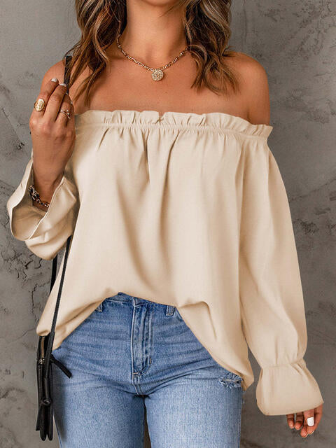 EJC Off-Shoulder Flounce Sleeve Blouse