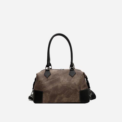 EJC Contrast PU Leather Shoulder Bag