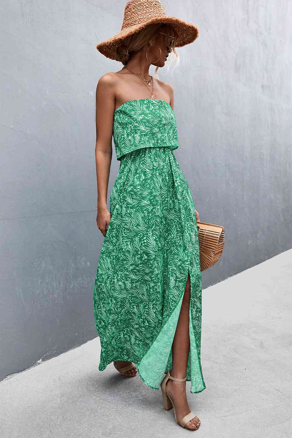 EJC Strapless Split Maxi Dress