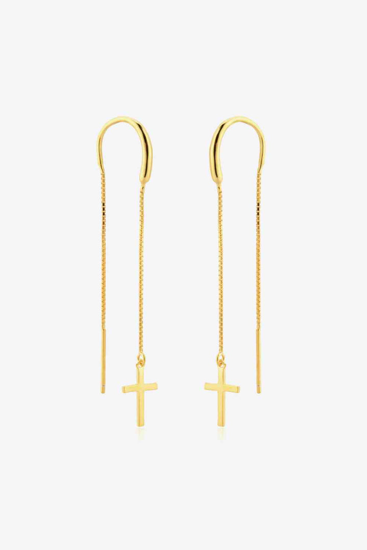 EJC Sterling Silver Cross Threader Earrings