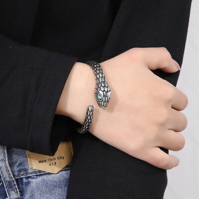 EJC Rhinestone Stainless Steel Snake Shape Bracelet