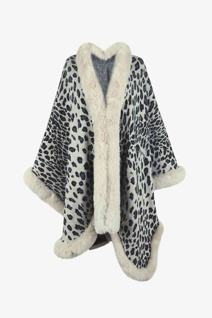 EJC Leopard Open Front Poncho