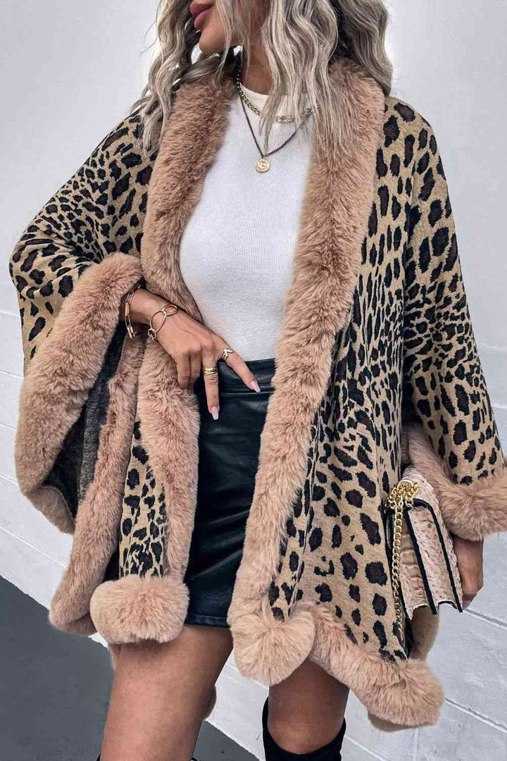 EJC Leopard Open Front Poncho