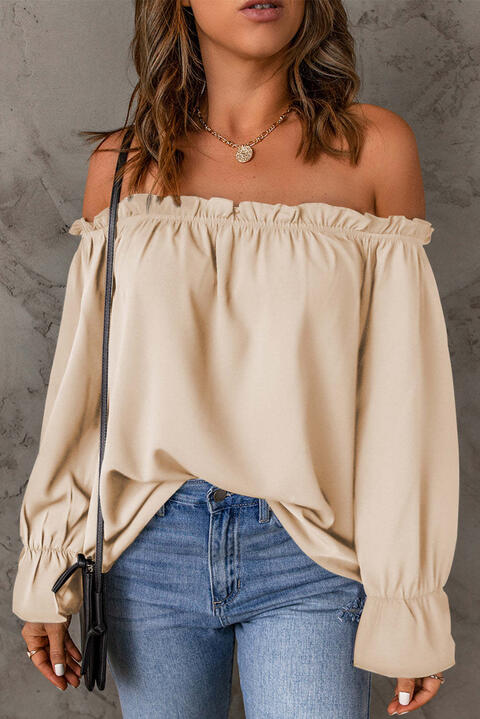 EJC Off-Shoulder Flounce Sleeve Blouse