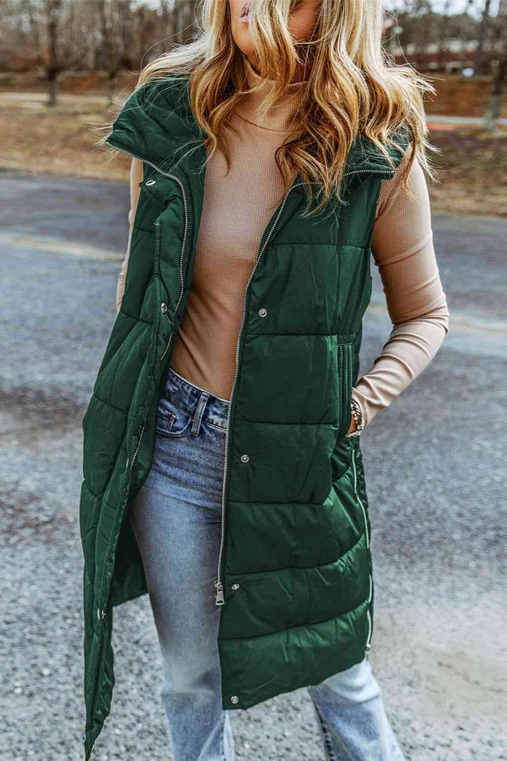 EJC Longline Hooded Sleeveless Puffer Vest