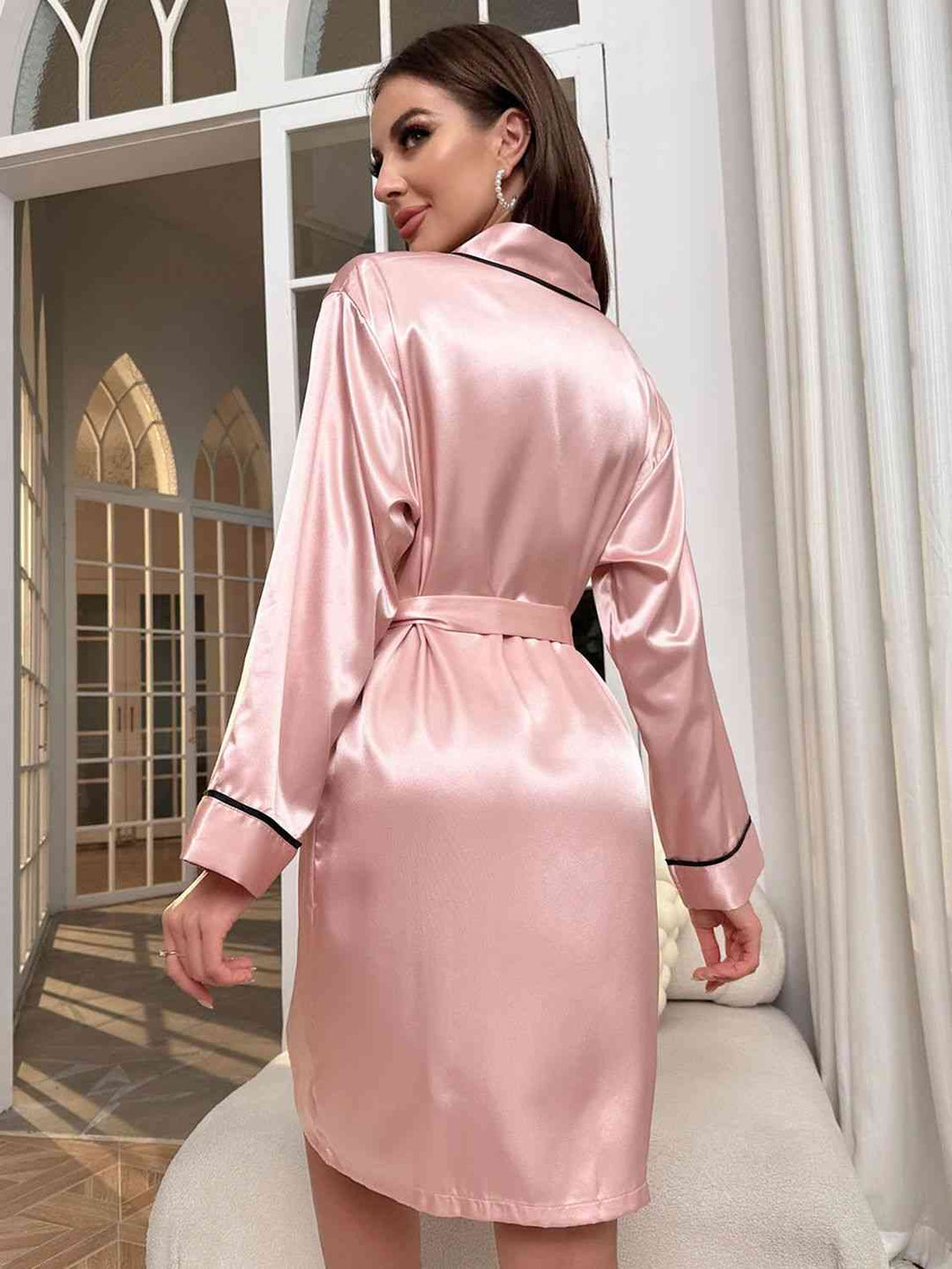 EJC Tie Waist Surplice Neck Robe