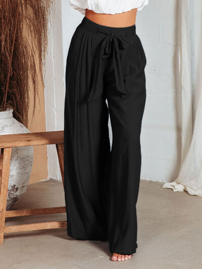 EJC Drawstring Pocketed Wide Leg Pants