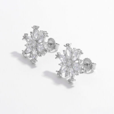 EJC 925 Sterling Silver Zircon Snowflake Earrings