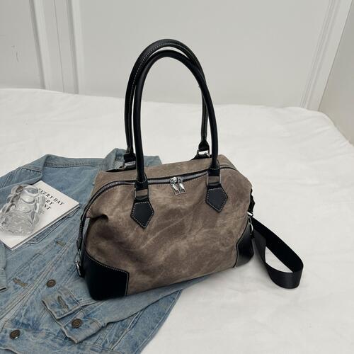 EJC Contrast PU Leather Shoulder Bag