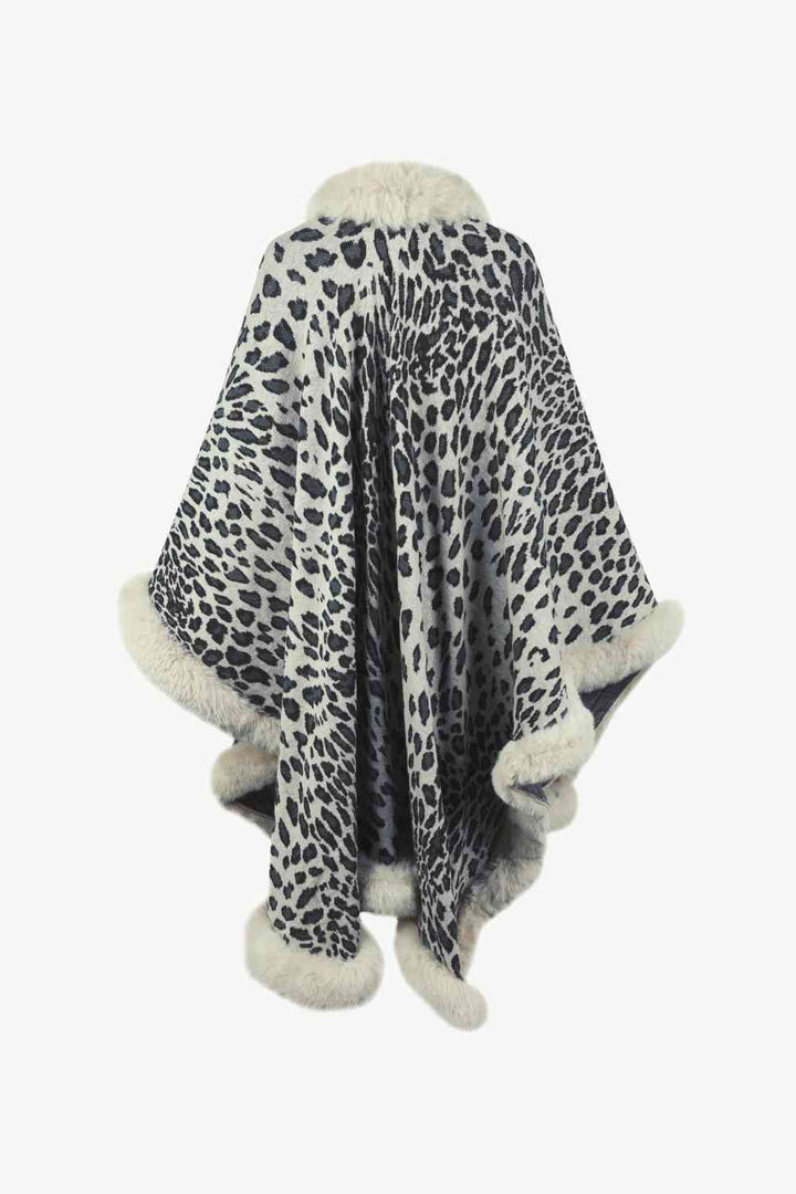 EJC Leopard Open Front Poncho