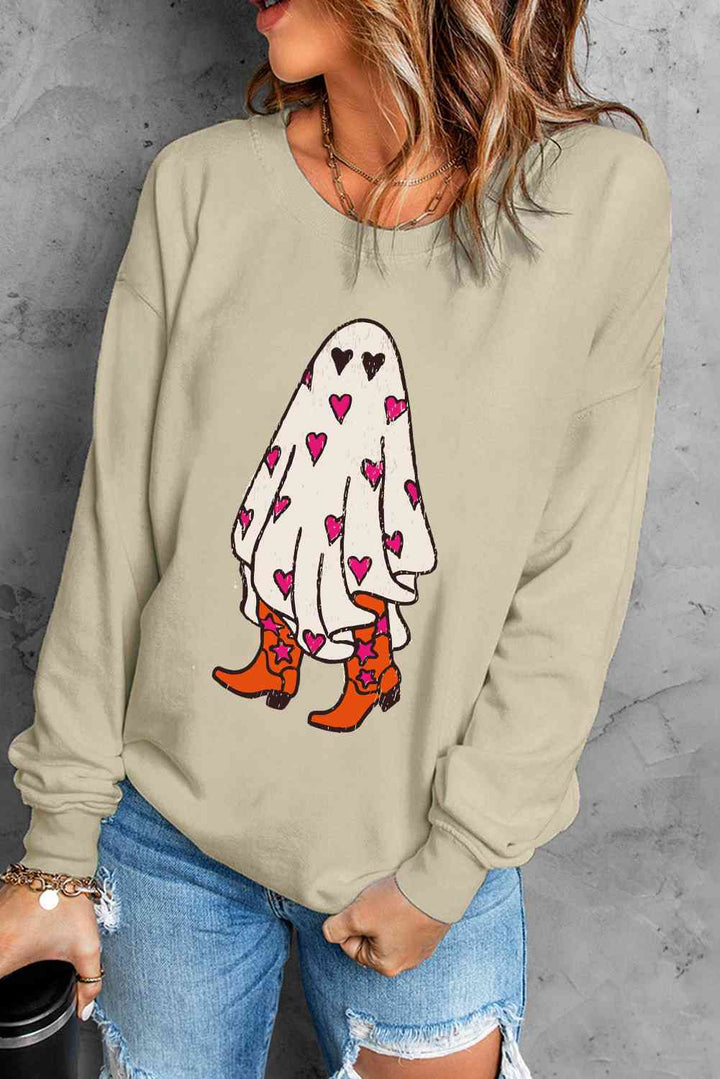 EJC Ghost Graphic Dropped Shoulder Sweatshirt