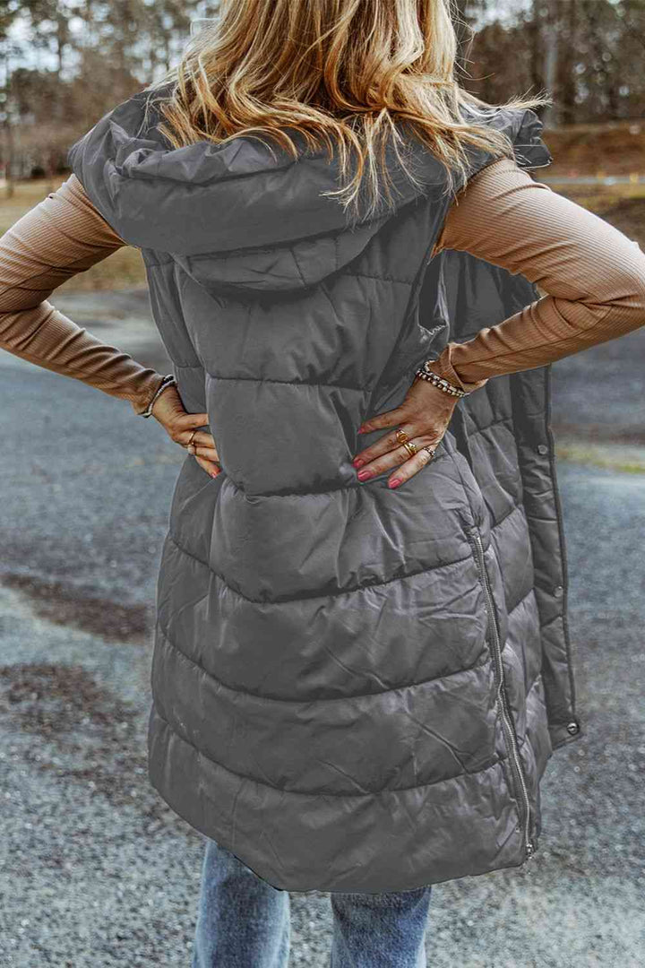 EJC Longline Hooded Sleeveless Puffer Vest