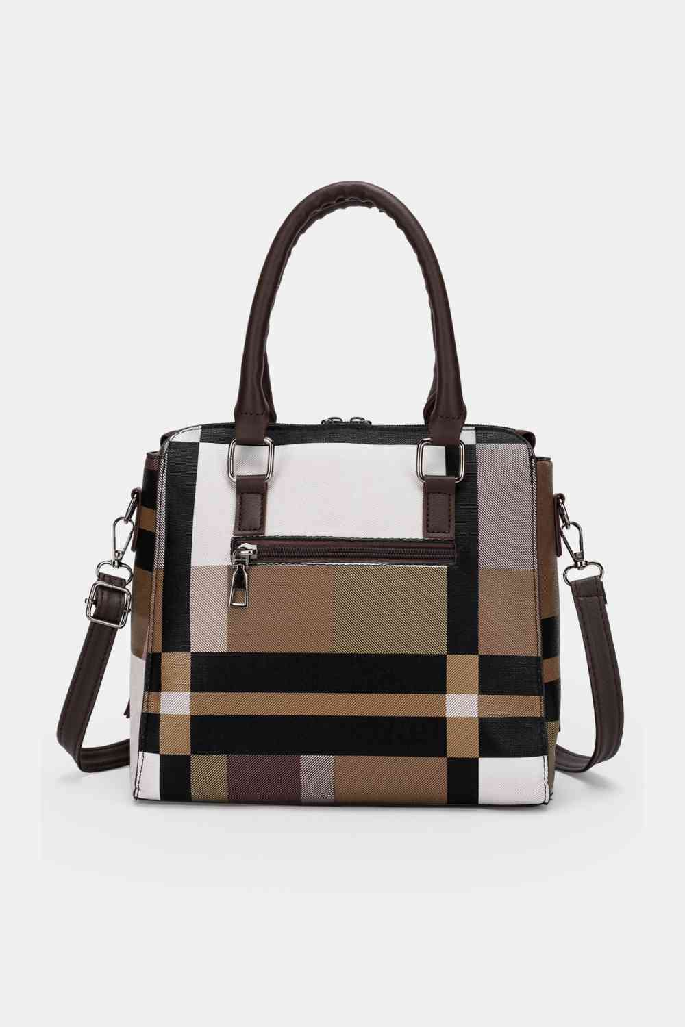 EJC 4-Piece Color Block PU Leather Bag Set