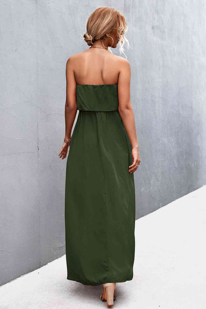 EJC Strapless Split Maxi Dress