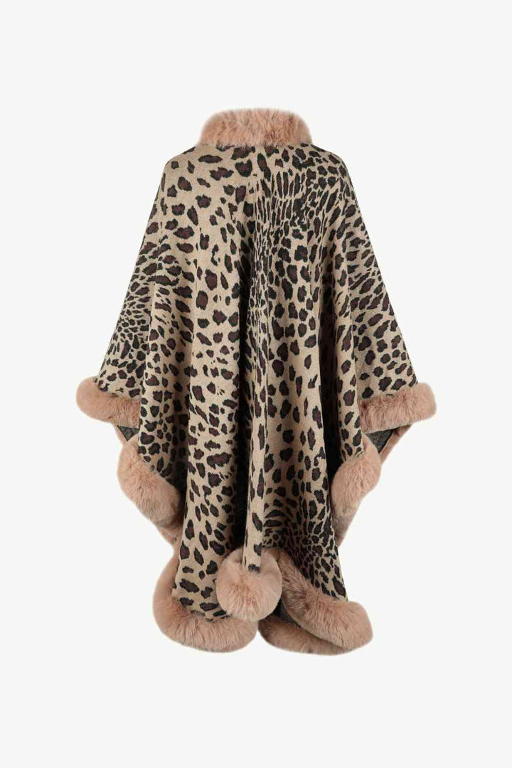 EJC Leopard Open Front Poncho