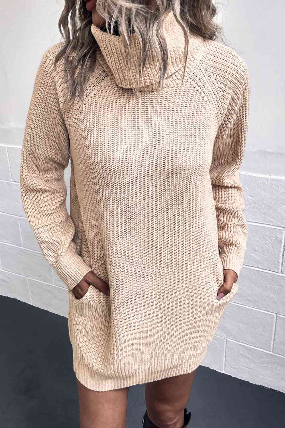 EJC Turtleneck Sweater Dress with Pockets