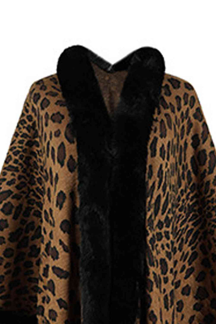 EJC Leopard Open Front Poncho