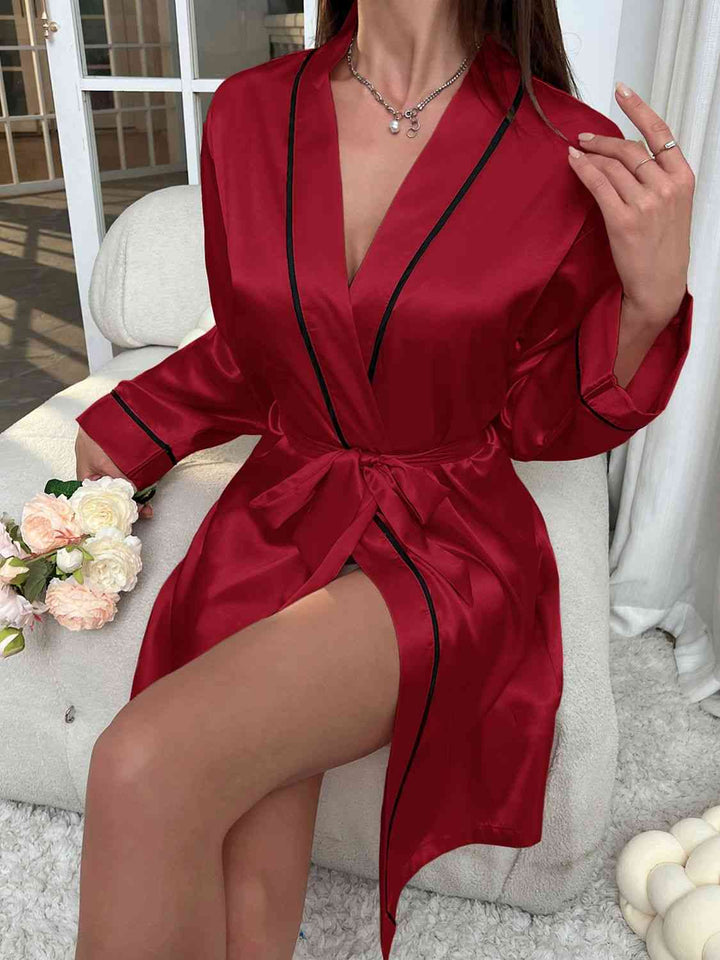 EJC Tie Waist Surplice Neck Robe