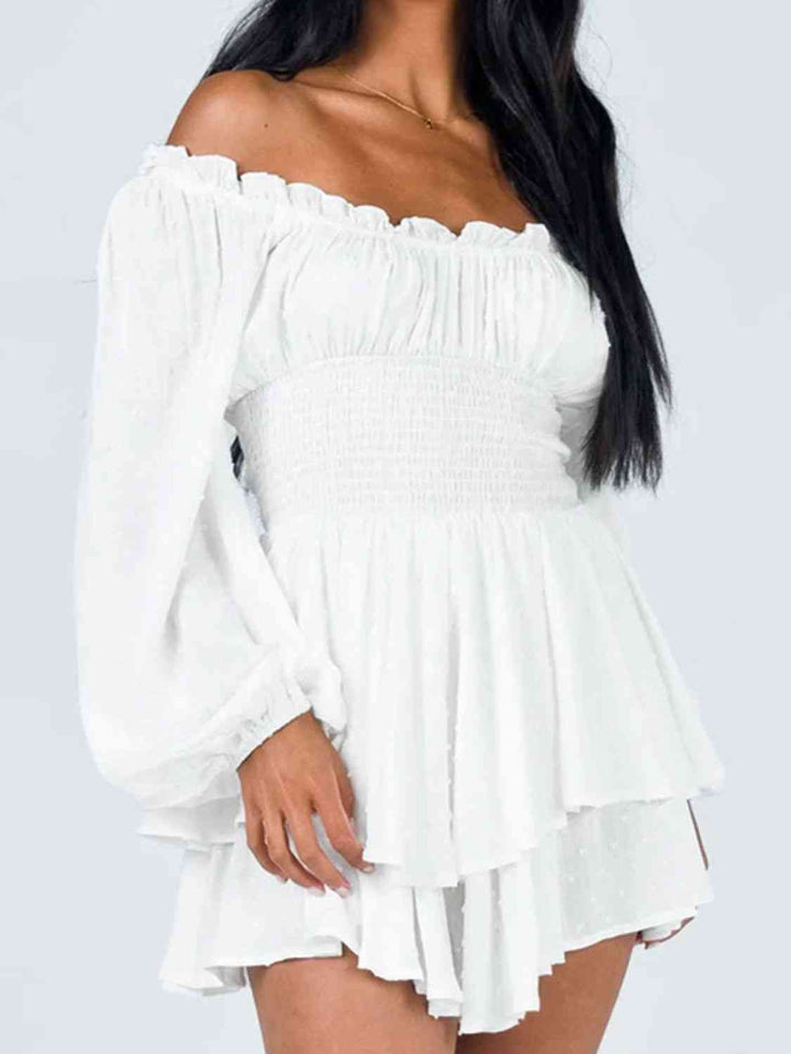 EJC Shoulder Smocked Waist Romper