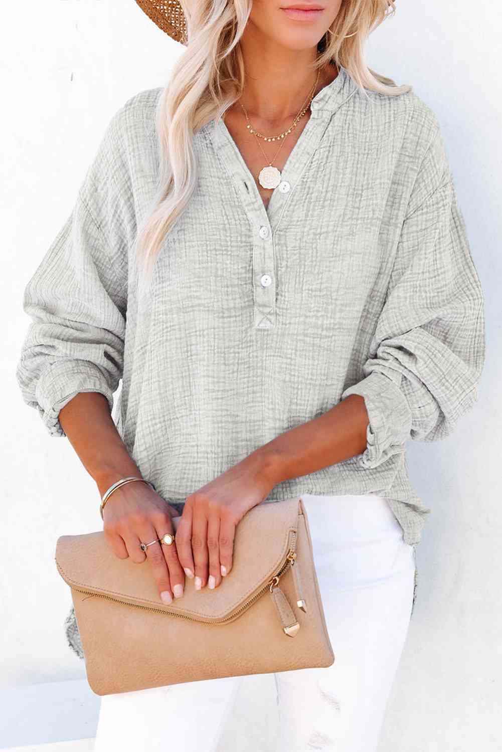 EJC Buttoned Long Sleeve Blouse