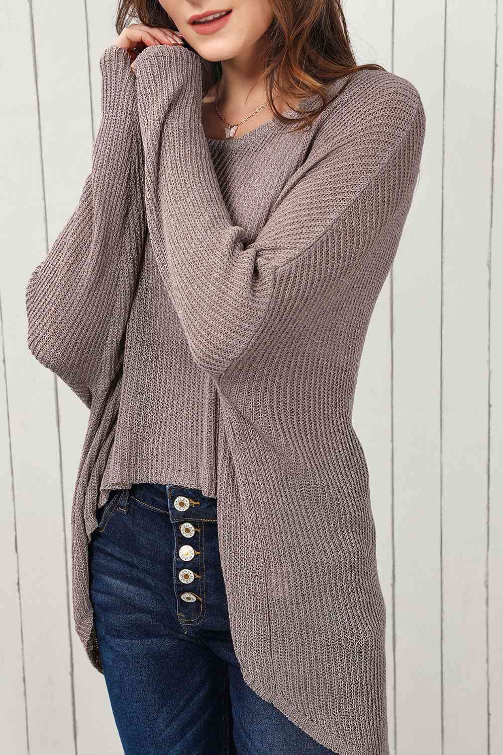 EJC Round Neck High-Low Sweater