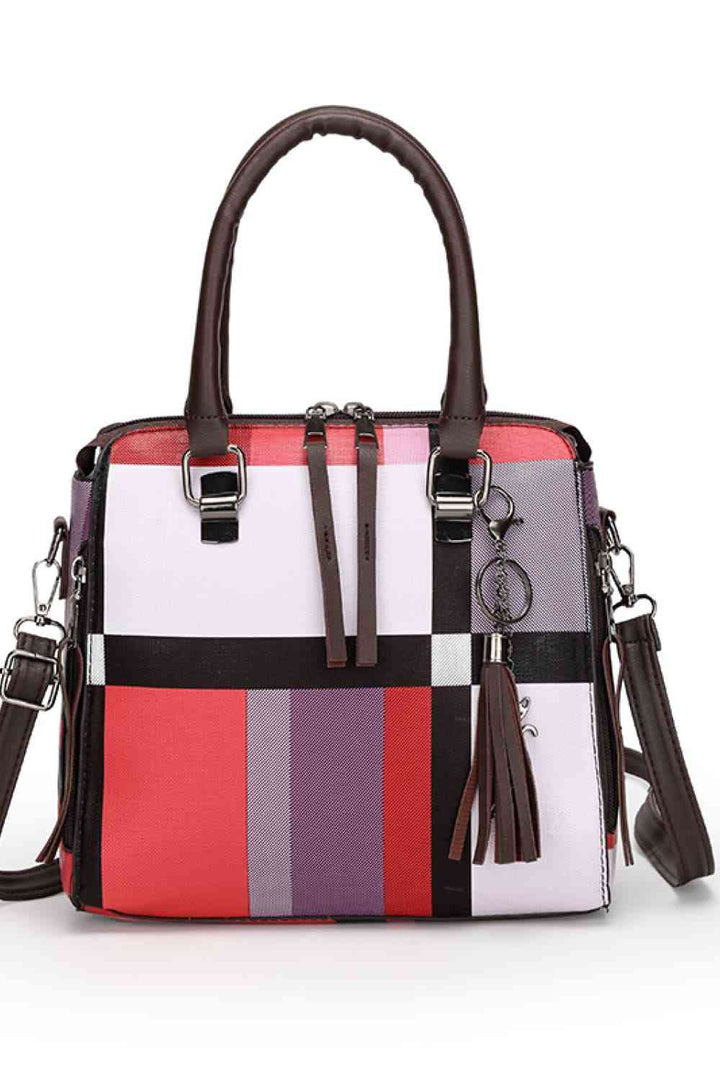 EJC 4-Piece Color Block PU Leather Bag Set