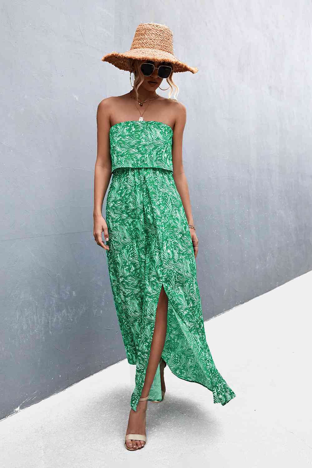 EJC Strapless Split Maxi Dress