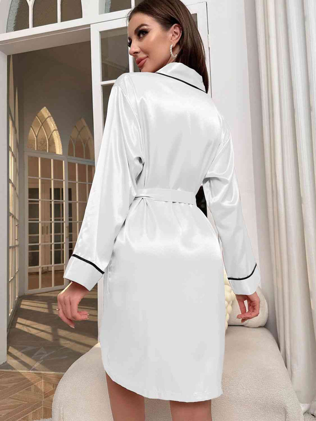 EJC Tie Waist Surplice Neck Robe