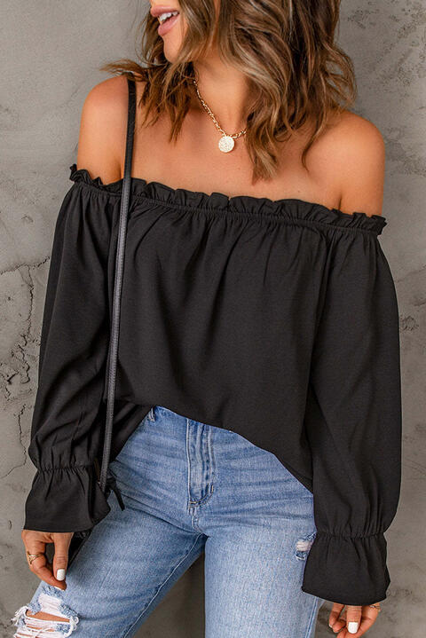 EJC Off-Shoulder Flounce Sleeve Blouse