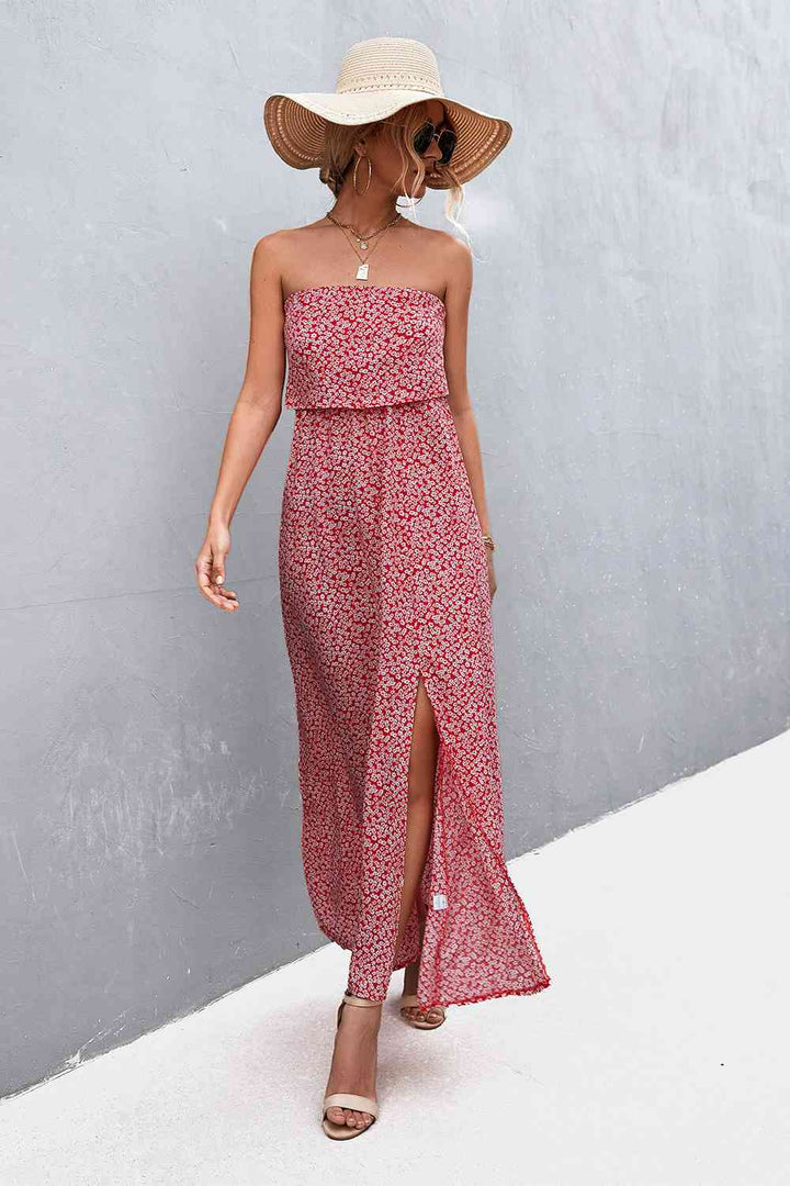 EJC Strapless Split Maxi Dress