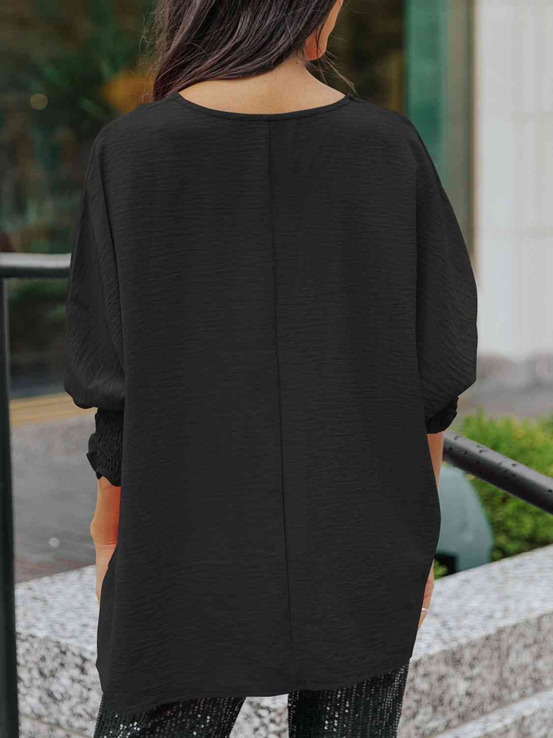 EJC Boat Neck Three-Quarter Sleeve Blouse