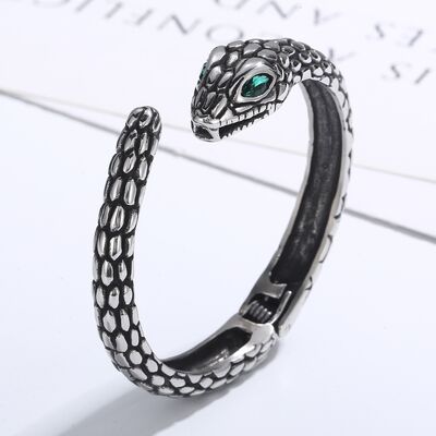 EJC Rhinestone Stainless Steel Snake Shape Bracelet