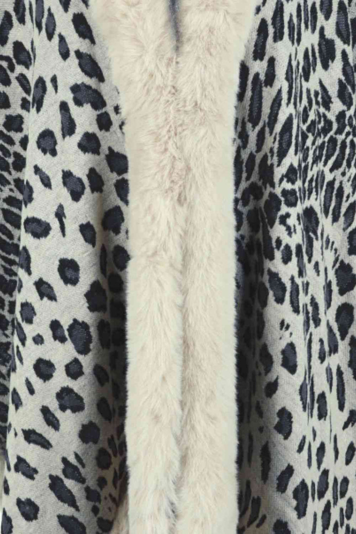 EJC Leopard Open Front Poncho